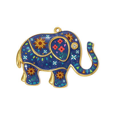 304 Stainless Steel Enamel Big Pendants STAS-OY005-31G-1