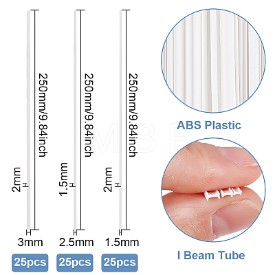 75Pcs 3 Style ABS Plastic I Beam Tubes DIY-BC0006-39-1