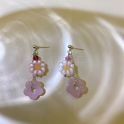 Alloy Lampwork Stud Dangle Earrings WG3F254-01-1
