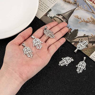 Non-Tarnish Hamsa Hand/Hand of Fatima/Hand of Miriam 304 Stainless Steel Pendants X-STAS-F016-18P-1