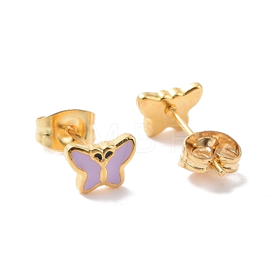 Enamel Butterfly Stud Earrings with 316L Surgical Stainless Steel Pins EJEW-P204-04G-05-1