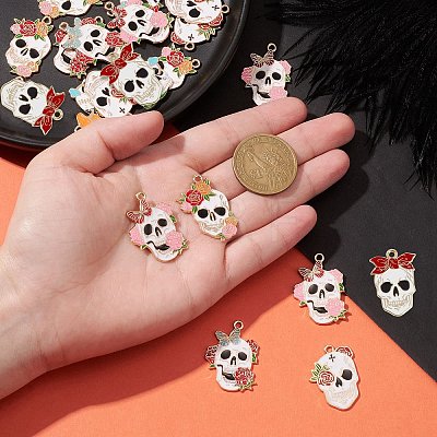 20Pcs 5 Styles Halloween Alloy Pendants ENAM-CJ0005-21-1