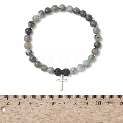 Cross 201 Stainless Steel Charm Bracelets BJEW-JB13504-1