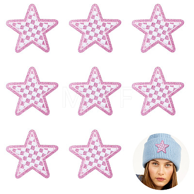 8Pcs Star with Lattice Computerized Embroidery Polyester Iron on/Sew on Patches PATC-TA0001-49A-1