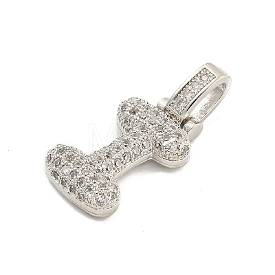 Brass Micro Pave Clear Cubic Zirconia Pendants KK-B099-01P-I-1