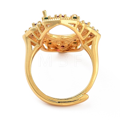 Rack Plating Oval Brass Micro Pave Cubic Zirconia Adjustable Ring Components KK-Q819-17G-1