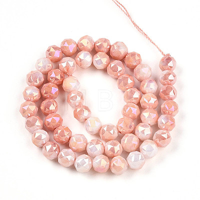 Anti-Tarnish Electroplate Glass Beads Strands X-GLAA-N010-8mm-08-1