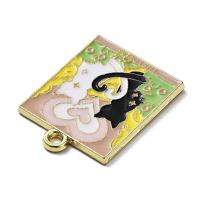 Word The Lovers Alloy Enamel Pendants X-ENAM-M062-01B-G-1