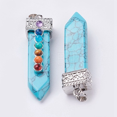 Natural & Synthetic Mixed Stone with Synthetic & Natural Natural & Synthetic Mixed Stone Chakra Big Pendants G-E415-A-1