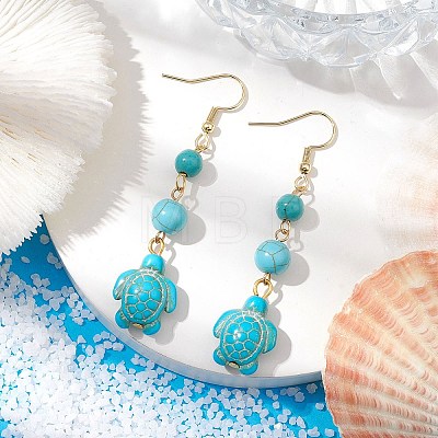 Synthetic Turquoise Dangle Earrings EJEW-JE05849-03-1