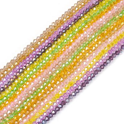 16 Strand 16 Color Transparent Electroplate Glass Beads Strands EGLA-TA0001-23-1