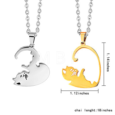 Two Tone Heart Puzzle Matching Necklaces Set JN1010B-1