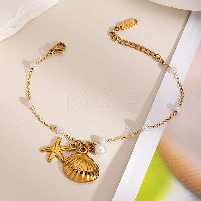 Summer Shell Starfish Stainless Steel Charm Bracelets ME5016-1-1