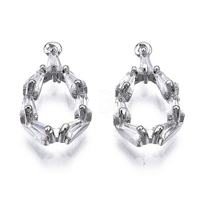 Brass Inlaid Clear Cubic Zirconia Charms ZIRC-S069-021P-1