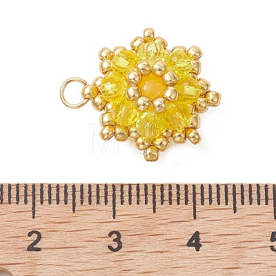 Dyed Natural Malaysia Jade & Electroplate Glass Cluster Beaded Pendants PALLOY-MZ01311-02-1