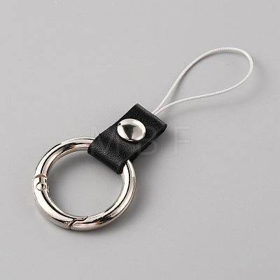 Leather and Zinc Alloy Mobile Phone Finger Rings AJEW-WH0307-53B-1