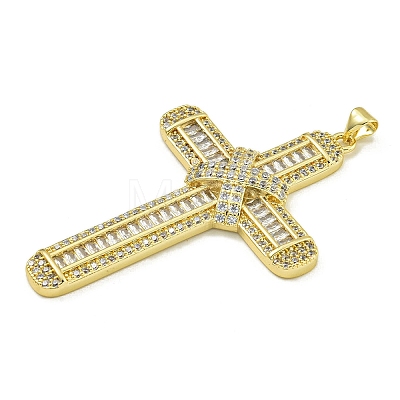 Rack Plating Brass Pave Cubic Zirconia Pendants KK-U029-02G-02-1