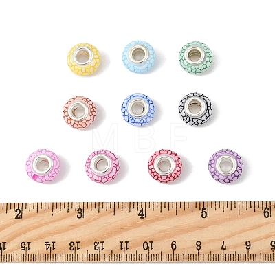 50Pcs 10 Colors Opaque Resin European Beads RESI-FS0002-19-1