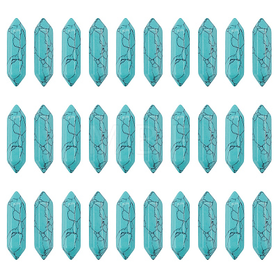 30Pcs Dyed Faceted Bullet Synthetic Turquoise Points for Wire Wrapped Pendants Making G-OC0005-98-1