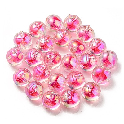 UV Plating Rainbow Iridescent Acrylic Beads OACR-A014-02D-1