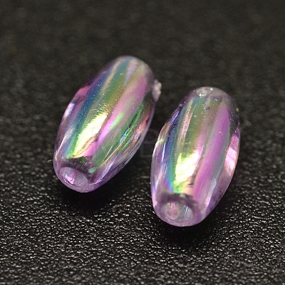 AB Color Plated Rice Electroplated Eco-Friendly Transparent Acrylic Beads X-PACR-I002-20-1