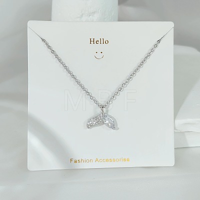 304 Stainless Steel Pave Clear Cubic Zirconia Pendant Necklaces FS-WGACF2A-08-1