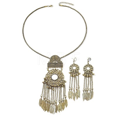 Vintage Alloy Flower & Mirror Pendant Jewelry Set WGD7BC1-01-1