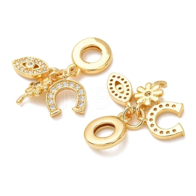 Rack Plating Brass Micro Pave Cubic Zirconia European Dangle Charms KK-P270-02E-G-1-1