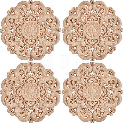 Rubber Wood Carved Onlay Applique Craft DJEW-WH0015-32A-1