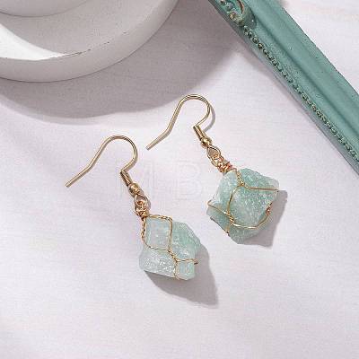 Natural Green Aventurine & 304 Stainless Steel Dangle Earrings for Women EJEW-JE06237-02-1