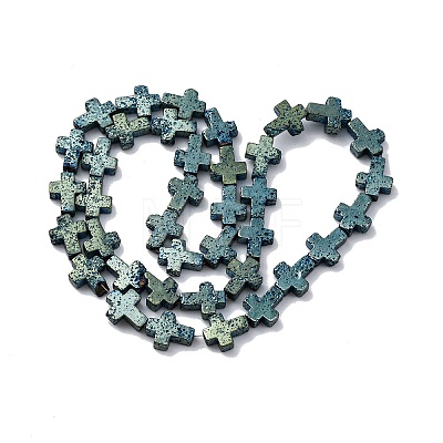 Electroplated Natural Lava Rock Beads Strands G-A256-A01-01E-1