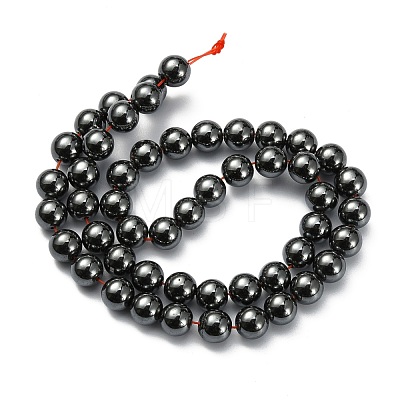 Non-Magnetic Synthetic Hematite Beads Strands G-H1624-8mm-2-1
