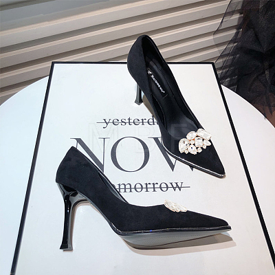 Elegant Alloy Rhinestone Detachable Shoe Buckle Clips AJEW-FG0002-31-1