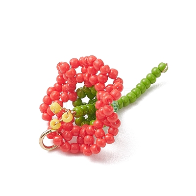 Glass Seed Beaded Flower Pendants PALLOY-MZ01171-02-1