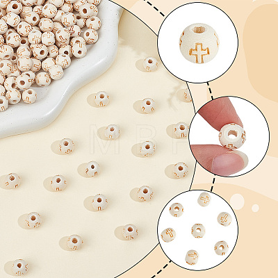 400Pcs Natural Round Wood Beads WOOD-PA0001-49-1
