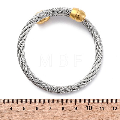 304 Stainless Steel Torque Bangles for Women BJEW-P310-25GP01-1