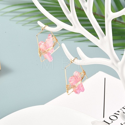 Electroplated Natural Quartz Wire Wrapped Earrings for Girl Women EJEW-JE04645-01-1