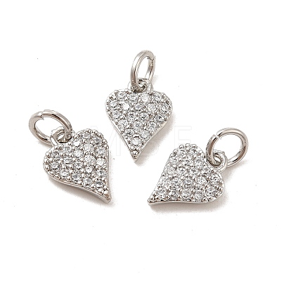 Rack Plating Brass Micro Pave Clear Cubic Zirconia Pendants KK-E081-13P-1