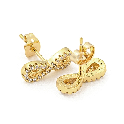 Brass Micro Pave Cubic Zirconia Ear Studs EJEW-P261-21G-1