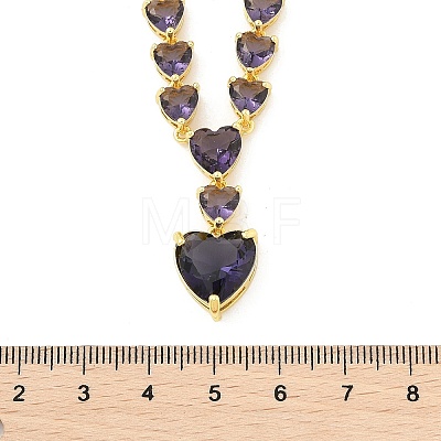 Brass Cubic Zirconia Heart Pendant Necklaces NJEW-Z059-07G-02-1