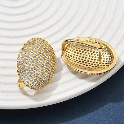Brass Micro Pave Clear Cubic Zirconia Hoop Earrings EJEW-C182-01G-1