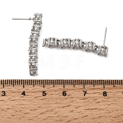 Flat Round Brass Micro Pave Clear Cubic Zirconia Stud Earrings EJEW-H180-12P-1