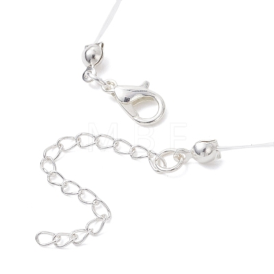Electroplate Natural Shell Pendant Clear Nylon String 3-Strand Necklaces NJEW-TA00221-1