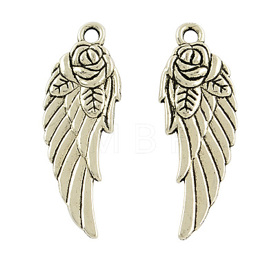 Tibetan Style Alloy Wing Pendants TIBEP-A16767-AS-RS-1