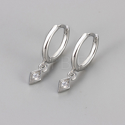 Brass & Clear Cubic Zirconia Hoop Earrings WG8BCA9-02-1