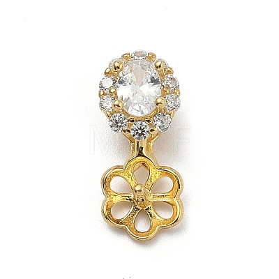 925 Sterling Silver Pave Clear Cubic Zirconia Flower Pendant Bails STER-P068-01G-1