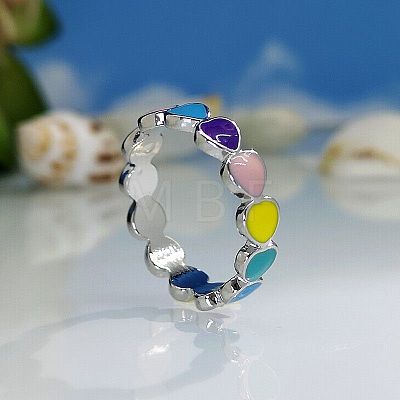 Heart Zinc Alloy Enamel Finger Rings WG3FD51-03-1