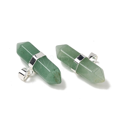 Natural Green Aventurine Double Terminal Pointed Pendants G-NH0001-15P-04-1