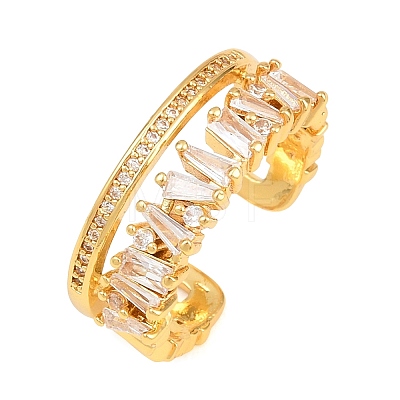 Brass Micro Pave Clear Cubic Zirconia Cuff Open Rings for Women RJEW-T032-01A-G-1