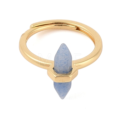 Double Pointed Hexagonal Prism Natural Blue Aventurine Adjustable Rings for Women RJEW-G327-01G-07-1